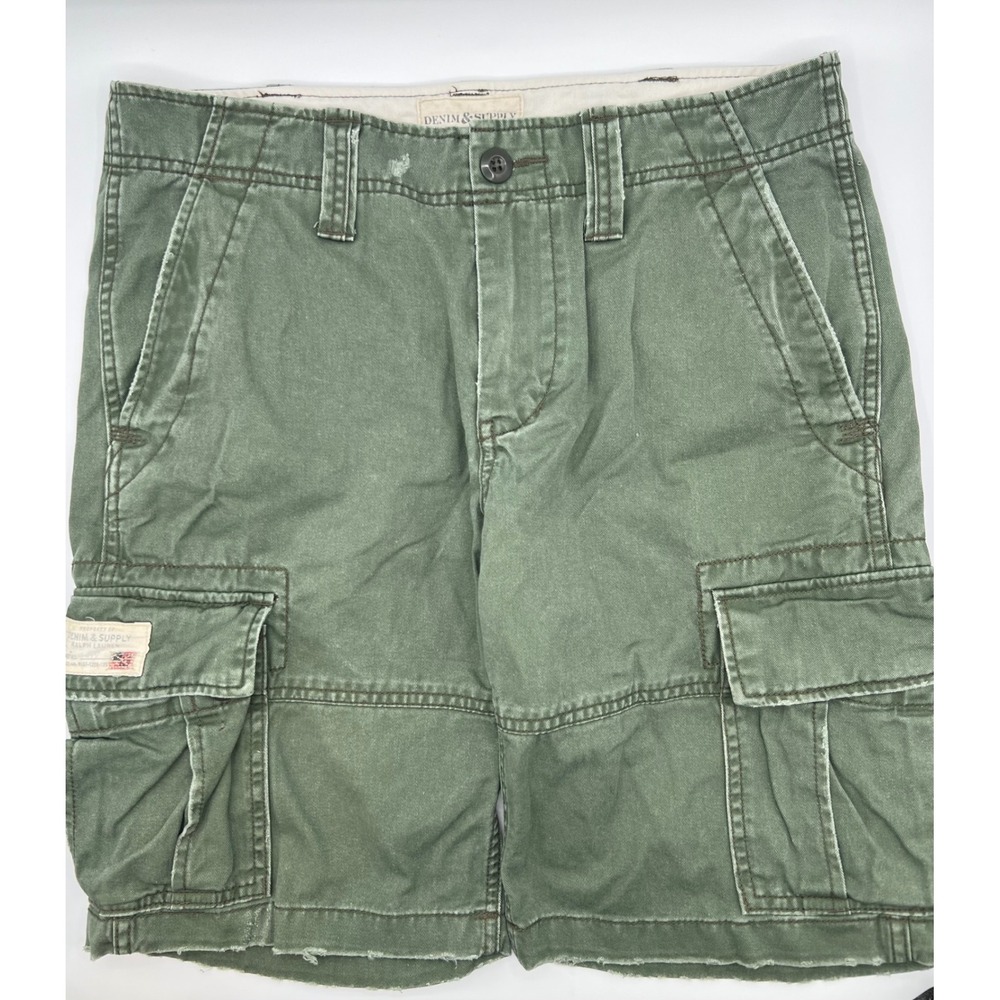 Denim‎ & Supply Ralph Lauren Olive Green Distressed Cargo Shorts Mens Sz 30 0511